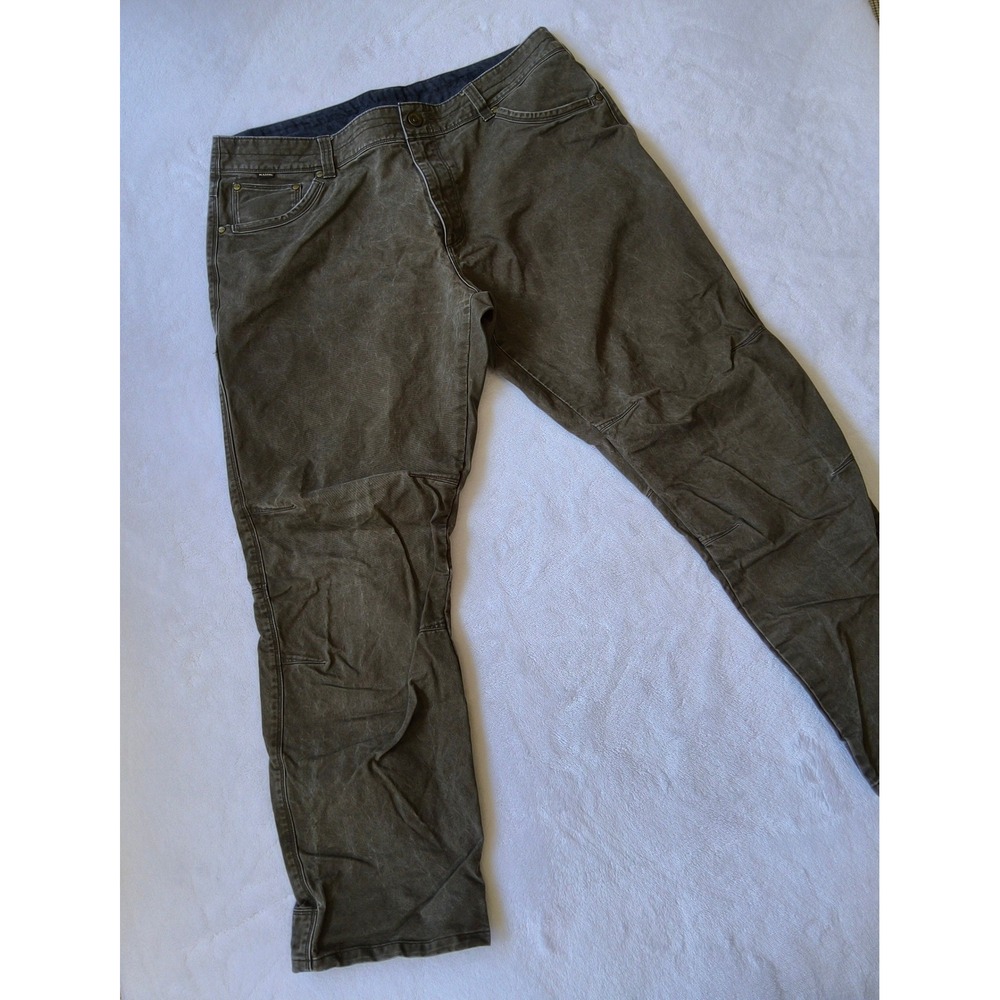 Kuhl Rydr Pant Men 38x32 Patina Dye Olive Green Articulated Knee Canvas Workwear
